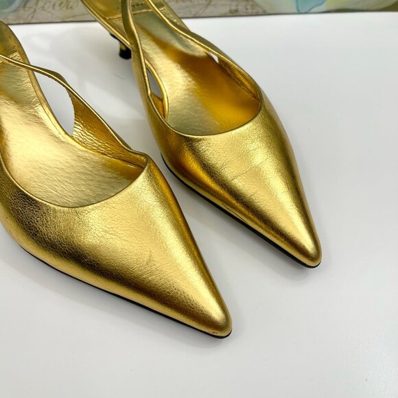 Jeffrey Campbell Persona Pointed Toe Slingback Pump In Gold 6 - Picture 6 of 16